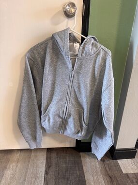 Fabletics Cozy Fleece Full Zip Light Gray size M